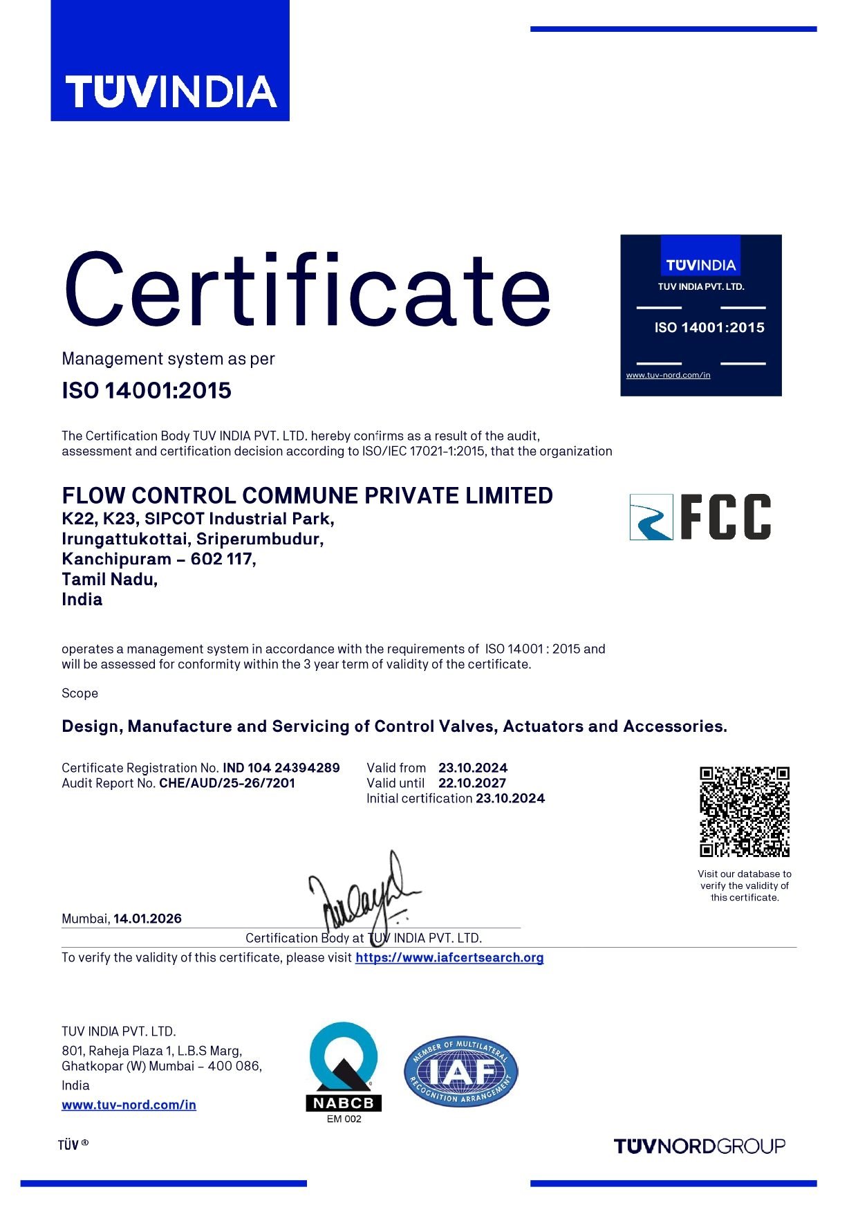 Certifications & Customers | Flow Control Commune Control Valves